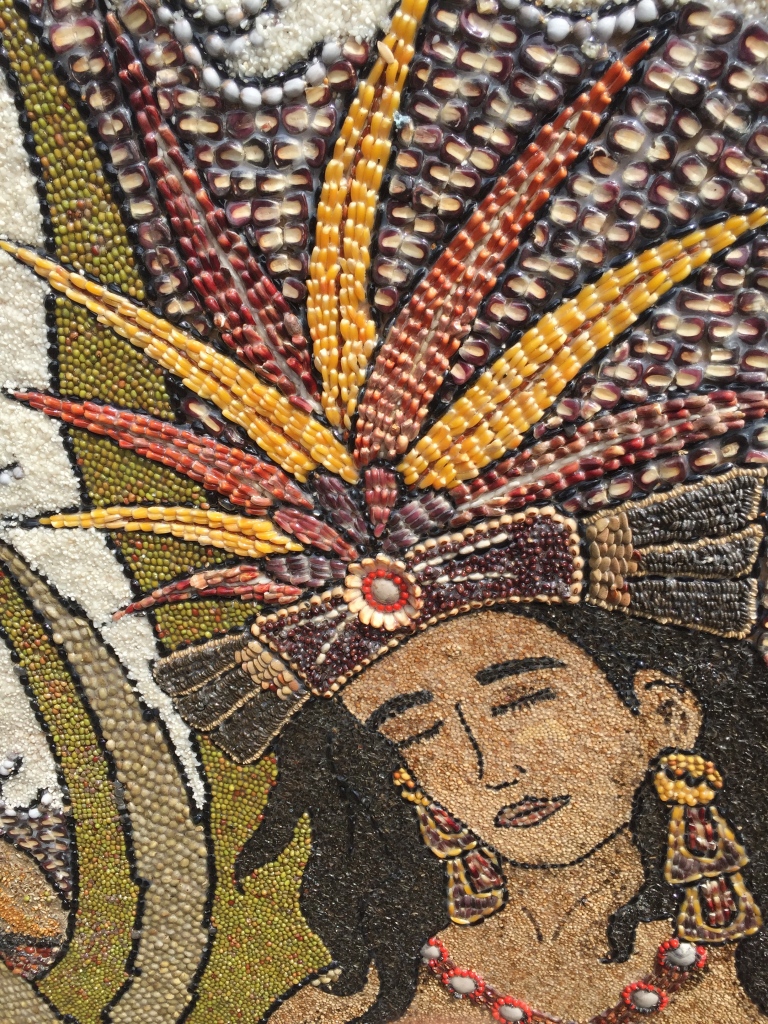 Intricate art made of seeds and beans in Tepoztlan.