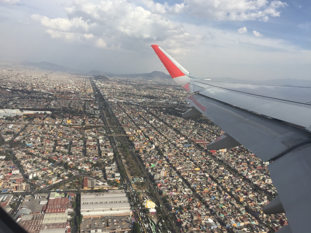 Mexico City as seen from a plane taking off.
