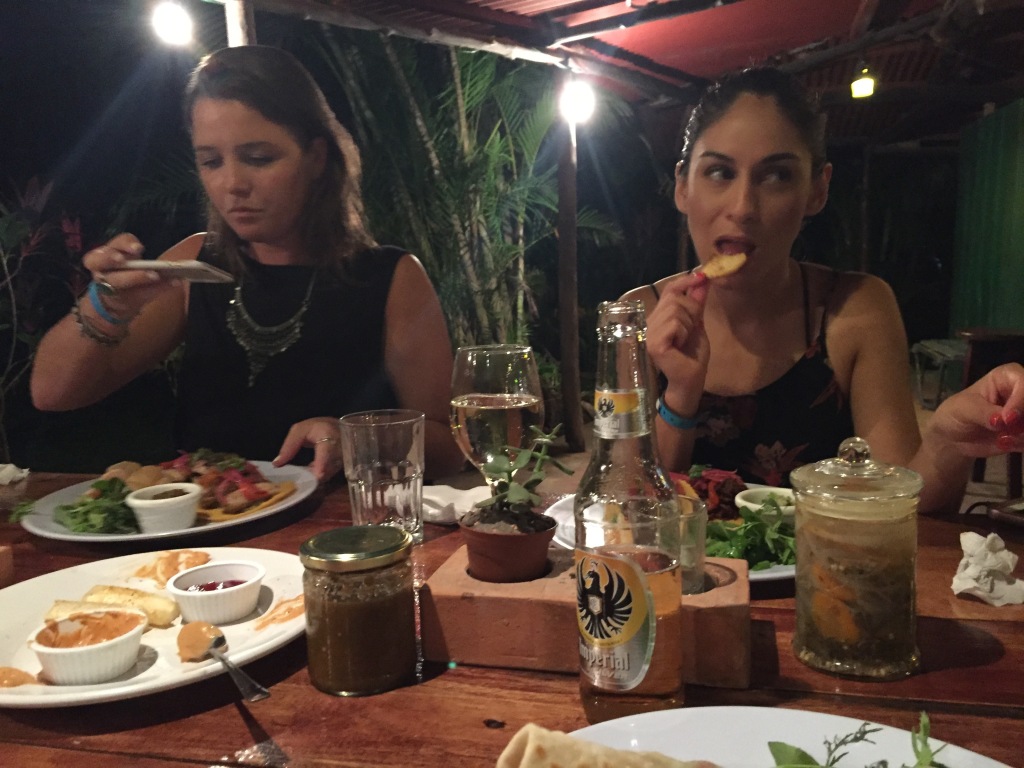 Girls eat a fancy meal in Nosara, Costa Rica.