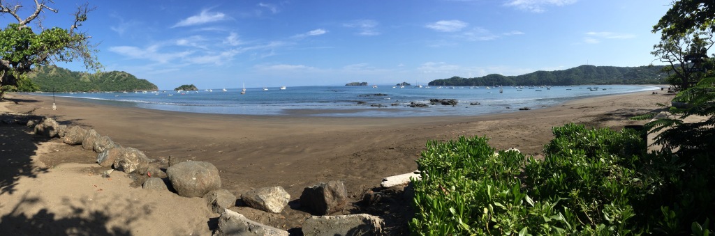 The tide recedes at Playa del coco in Costa Rica.