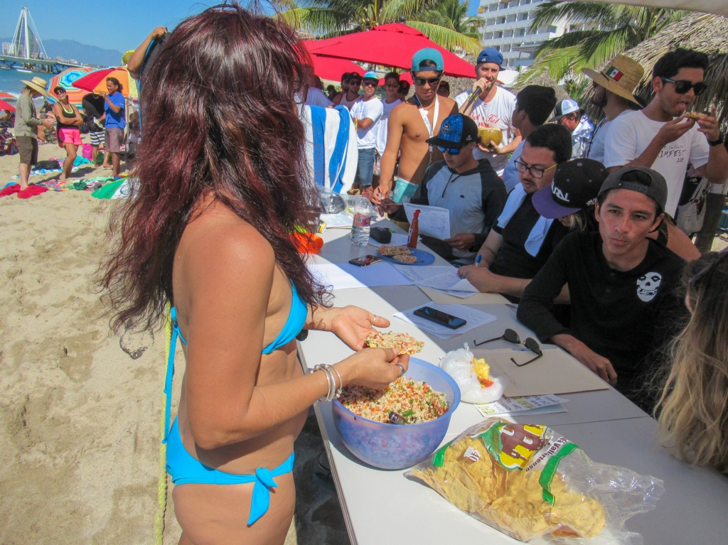 Mexicans eat ceviche in Puerto Vallarta.