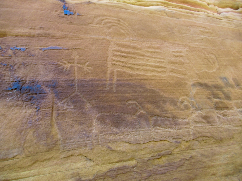 Petroglyphs on Mt Kinesava in Zion National Park.