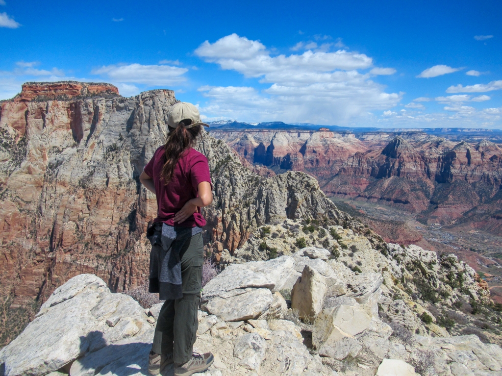 Madison Snively looks off towards Zion Canyon.