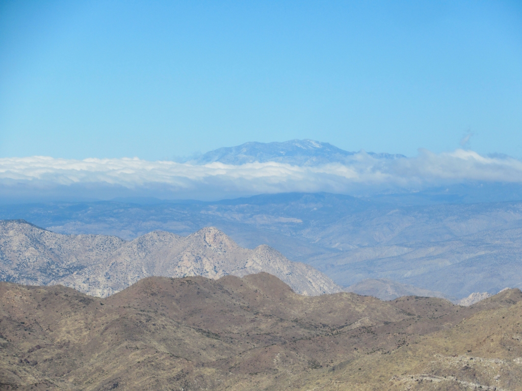 Mt San Jacinto rising above the clouds as seen from San Ysidro Mountain.